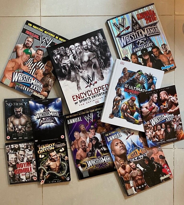image for WWE Collection of GREAT Books, DVDs   JOB LOT