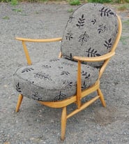 Vintage Ercol 203 Light Blonde Armchair Easy Lounge Arm Chair Low with Cushion