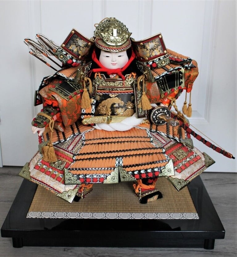 image for Traditional Japanese Samurai Warrior Doll Highly Detailed Decorated Extra Large