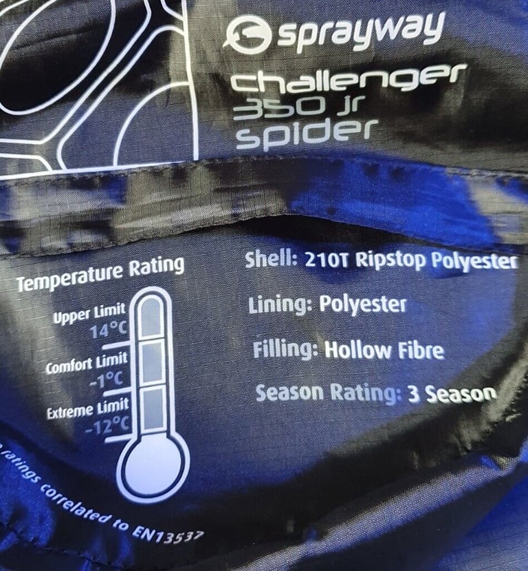 £10 Sprayway Spider Challenger 350 Junior Sleeping Bag