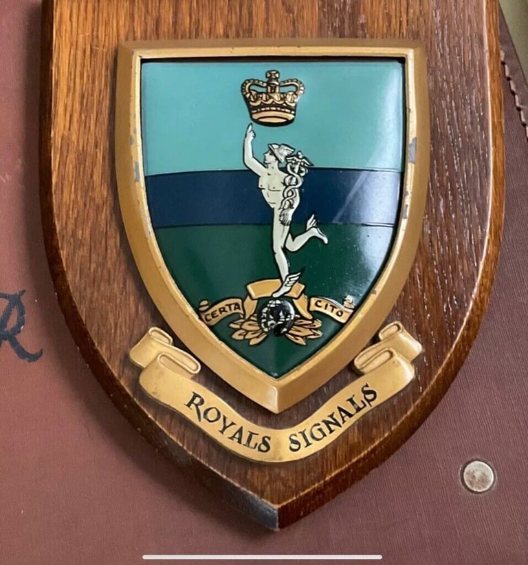 heraldic shield Plaques Royal Signals & Dynover Swansea Coat Of Arms