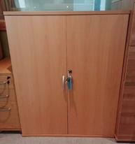 CLEARANCE TWO DOOR BEECH (H)1200mm LOCKABLE CUPBOARD - £195.00+VAT