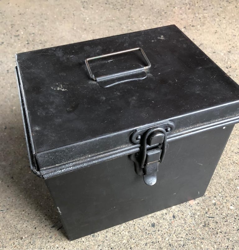 Vintage metal gas mask box