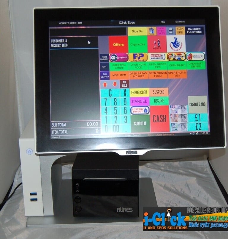 Pos Aures Sango Epos System Till Touch Screen+ Rear 10.1 inch display