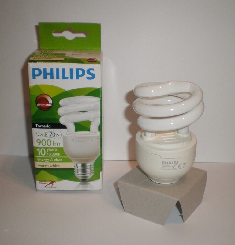 Tall Floor Standing Lamp with PHILIPS Tornado Bulb 10.000h (10 years) 