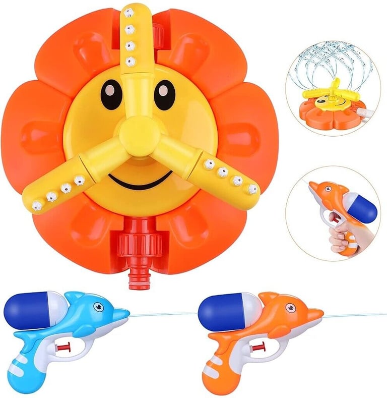 Sunflower Rotating Sprinkler Water & 2 Toys Water Squirters for Kids