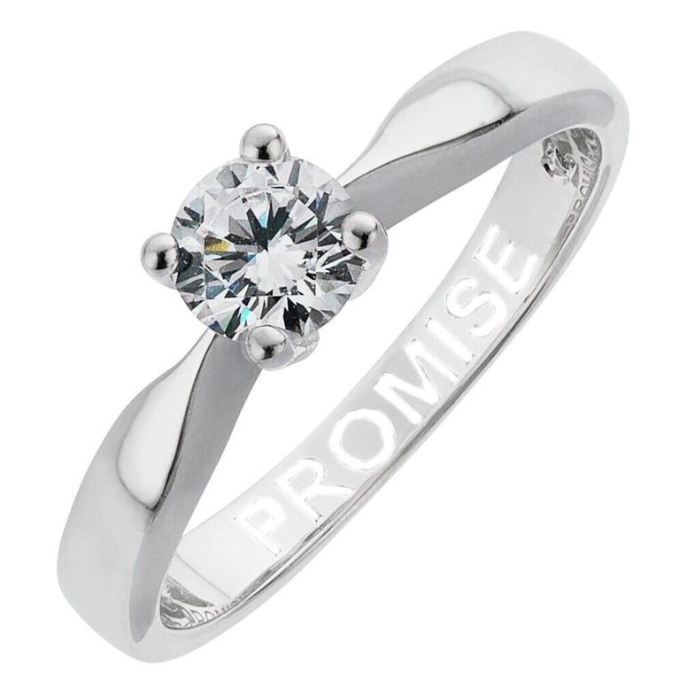 REVERE STERLING SILVER CUBIC ZIRCONIA 'PROMISE' RING SIZE LARGE