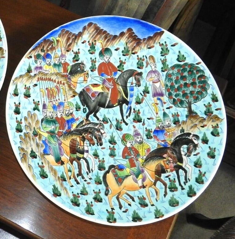 image for Hand painted feature Turkish wall plate signed excellent condition