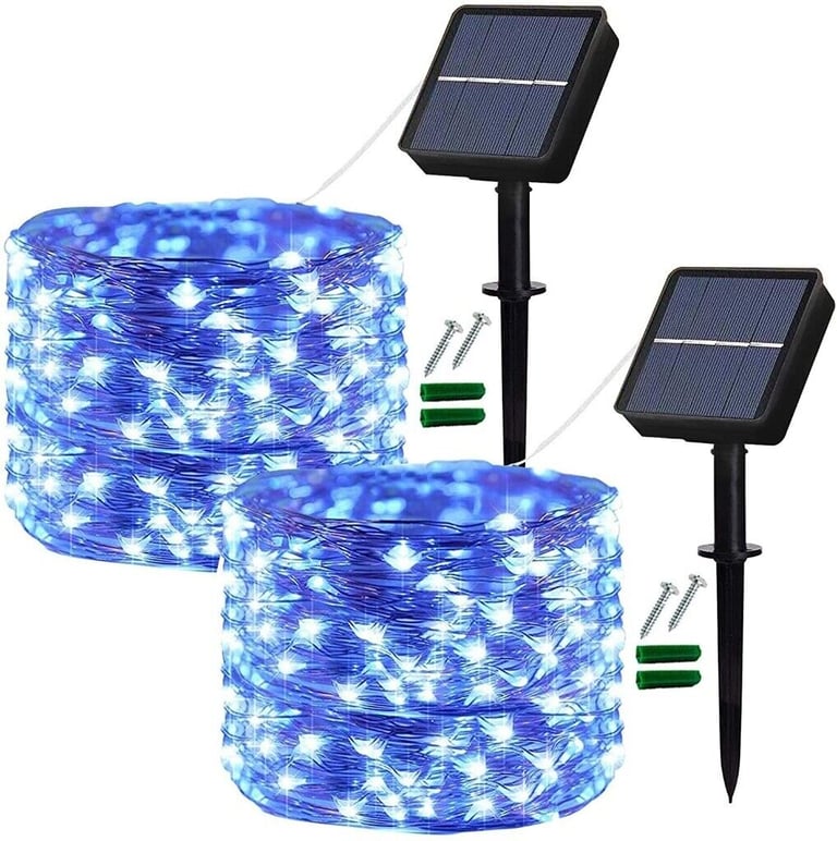 image for  2 in a Pack Solar String Lights Outdoor (Blue)