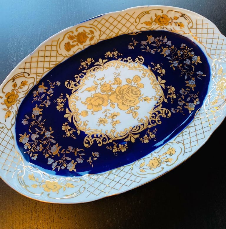 image for Cobalt fine porcelain serving plate