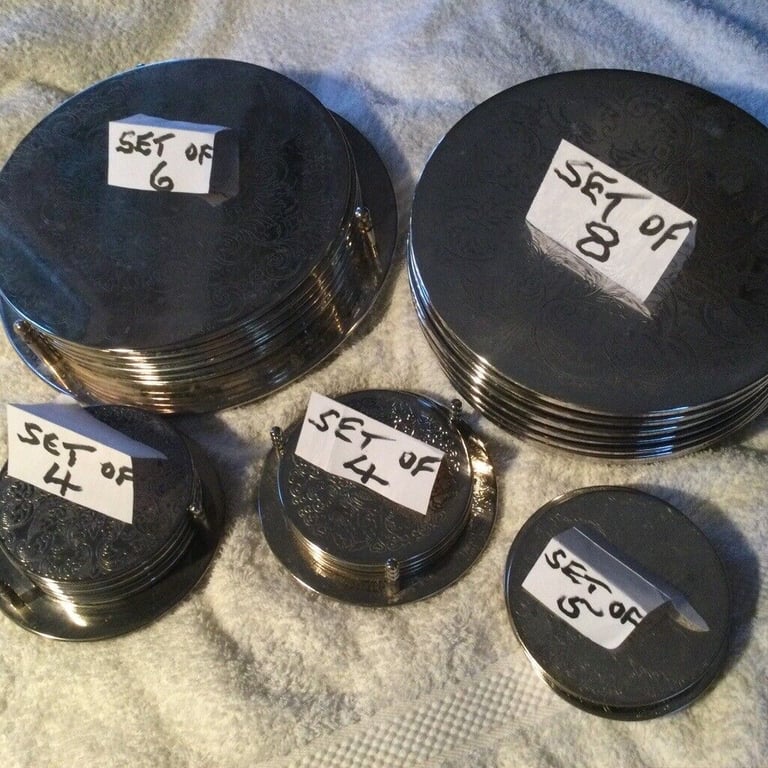 Silver Coaster Sets : Tableware - in Quantity !  27 in Total….