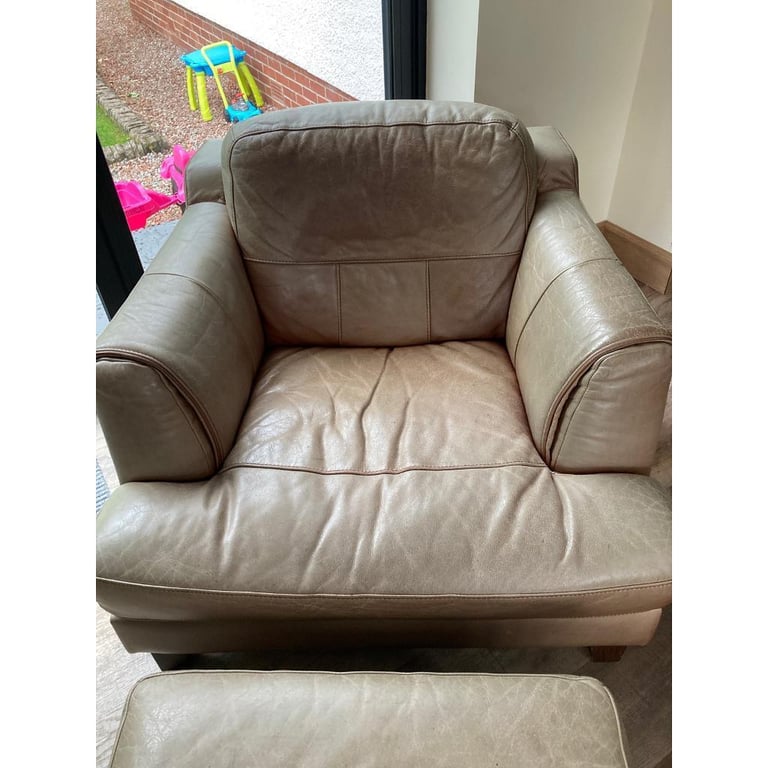 Leather chair and storage footstool 