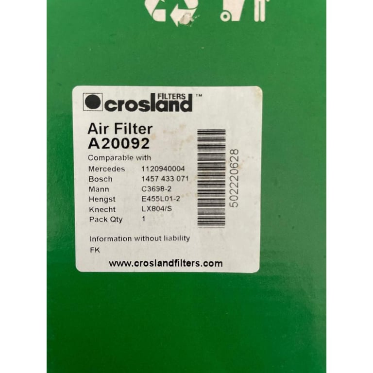 Crosland Air Filter A20092 compatible for Mercedes SL500 A1120940004 for V6 V8 engines
