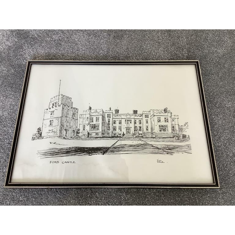 Ford Castle Black and White Print Picture.
