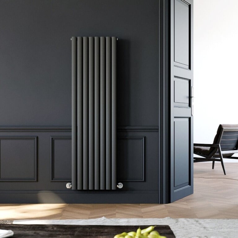 New Double Anthracite Oval Panel Vertical Radiator 1600 x 480mm RRP £320 Our Price £180