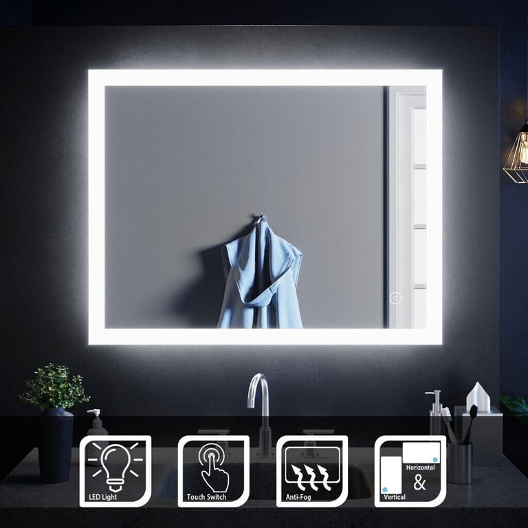New Bathroom Led Anti-Fog Demisted Illuminated Mirror (Horizontal/Vertical)RRP £240 Our Price £105