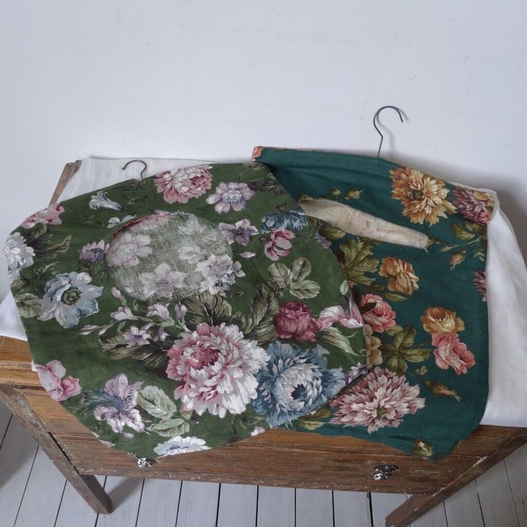 2 Large Vintage Material Home-Made PEG BAGS. Two for £15