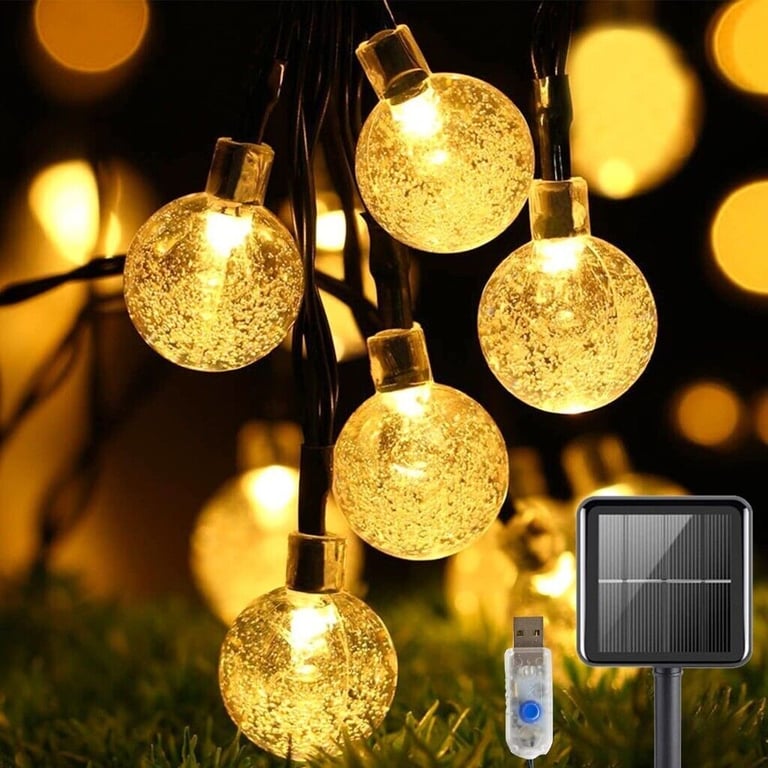 Solar/USB Powered Globe String Lights 50LED 24Ft