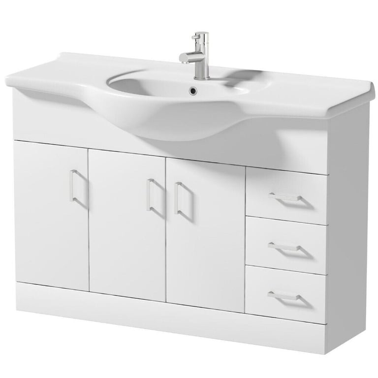 New Mars White Basin Vanity Unit 1200mm RRP £655 Our Price £360