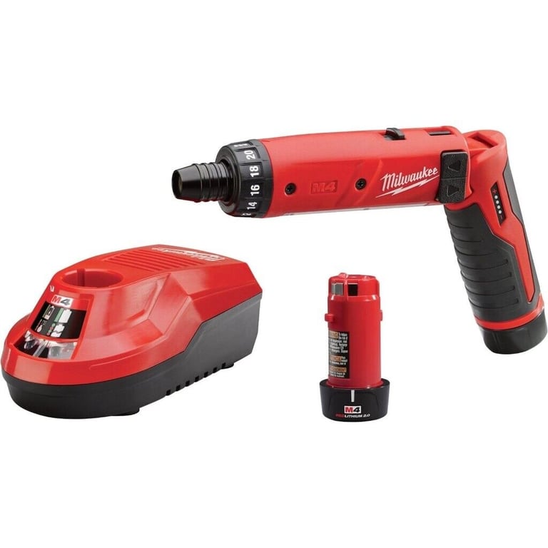 Milwaukee M4 1/4"Hex Screwdriver set with Battery + 110v Charger