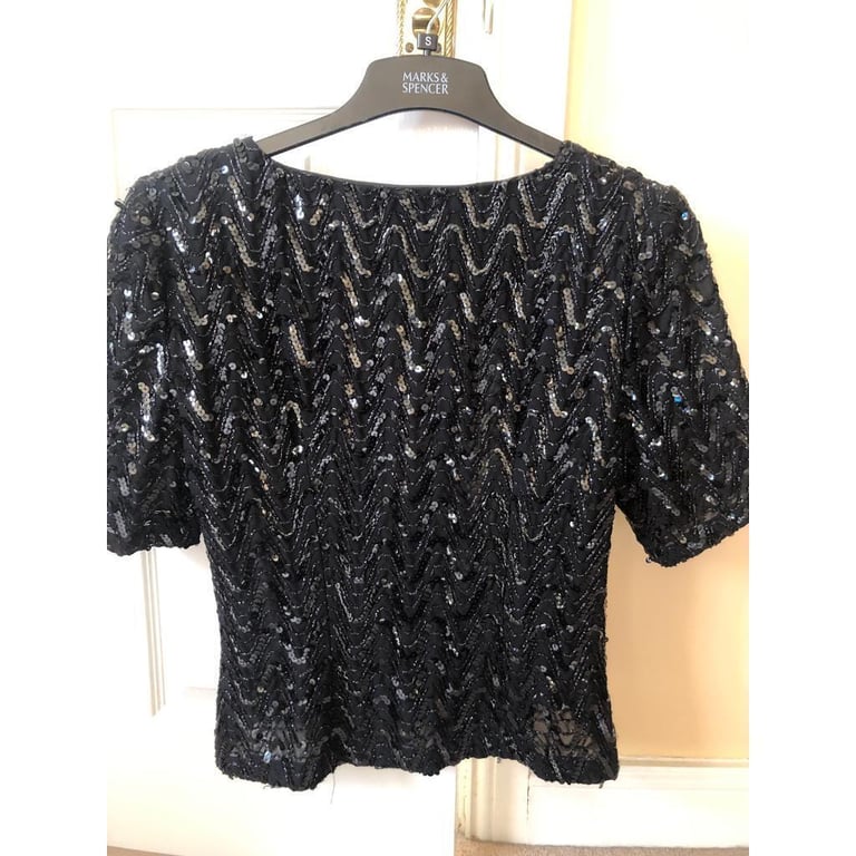 Expressions black sequin blouse size 10