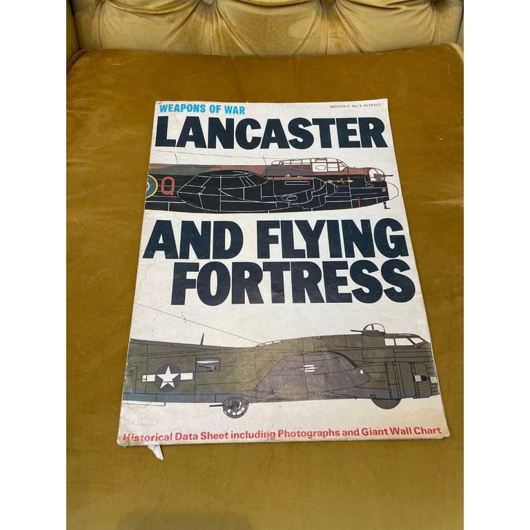 Rare Vintage Lancaster bomber antique large wall chart , weapons of war magazine 