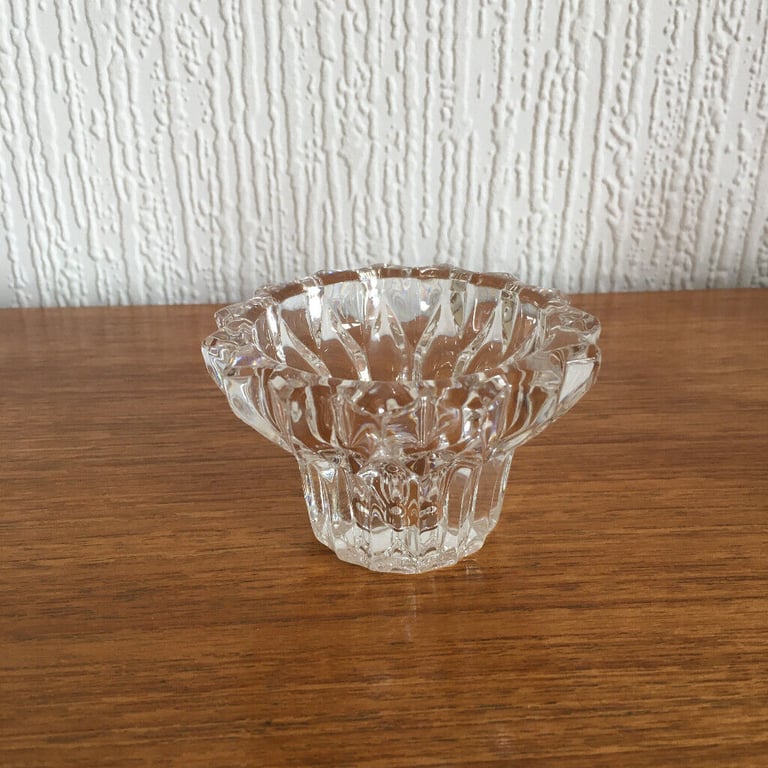 image for HEAVY CLEAR GLASS CANDLE HOLDER