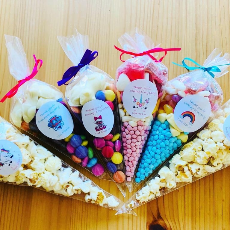image for Party sweet cones popcorn cones and chocolate cones party bag 