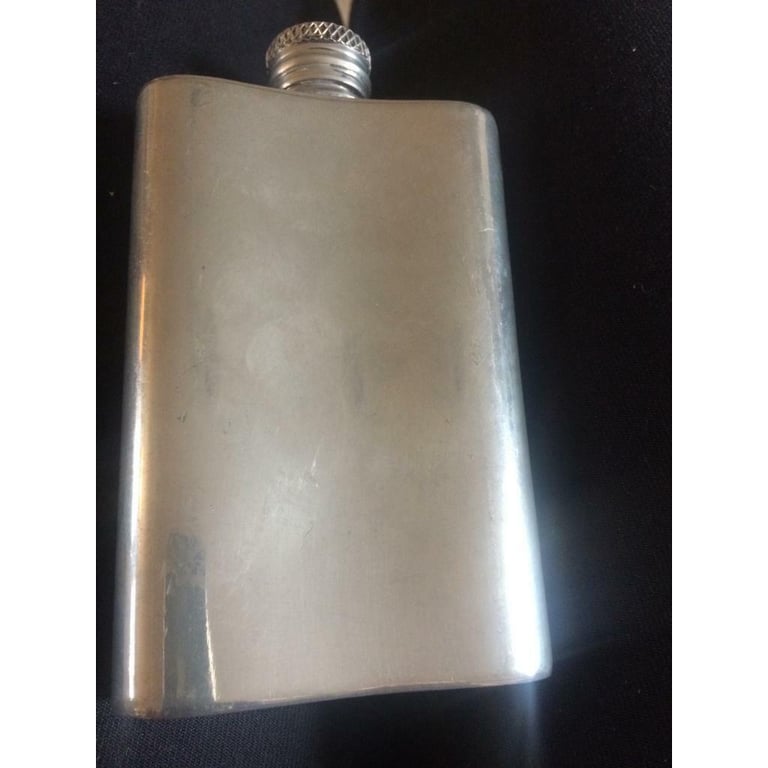 image for Vintage G and H  hand crafted pewter hip flask 