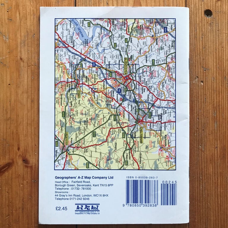 1995 A-Z Street Atlas, Cheltenham, Gloucester, including Stroud, Stonehouse, Bishop's Cleeve.