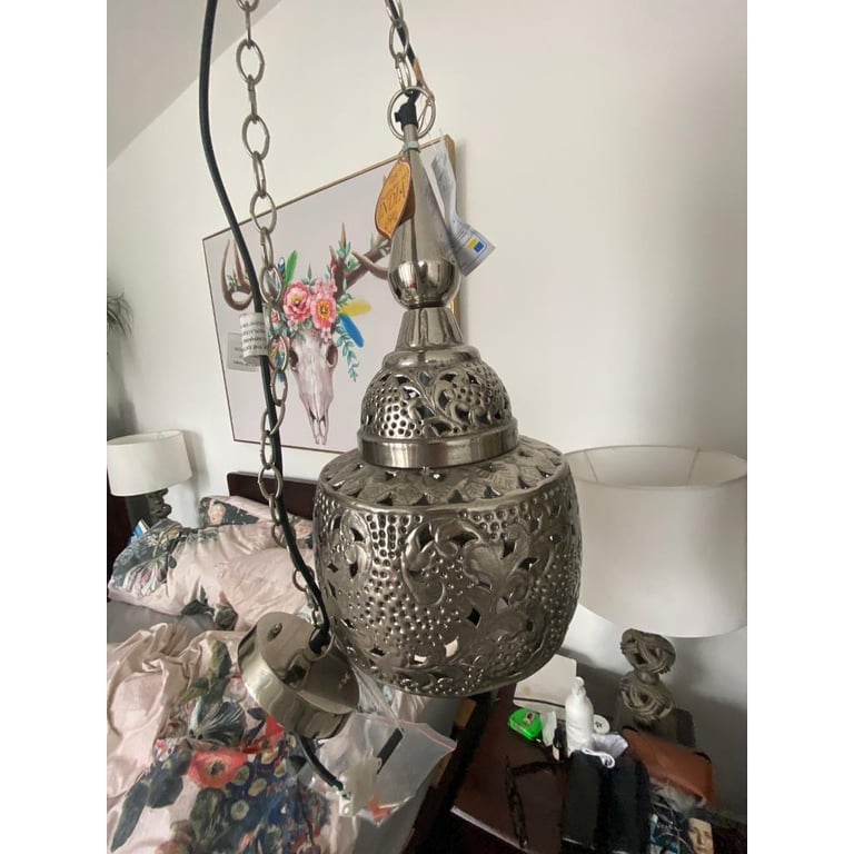 Indian silver handmade ceiling light Moroccan 