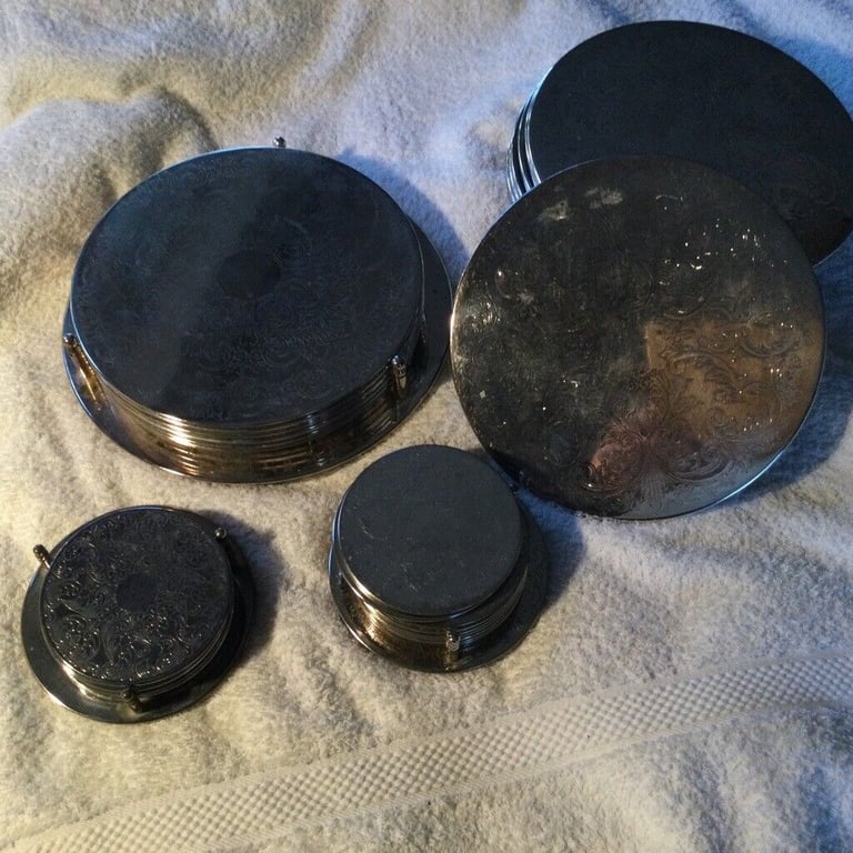 Silver Coaster Sets : Tableware - in Quantity !  27 in Total….