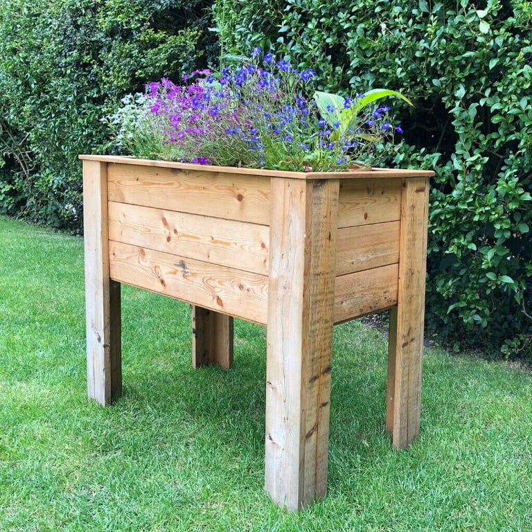 image for Trough-style Raised Planter, treated wood, child-safe, incl liner with drainage holes