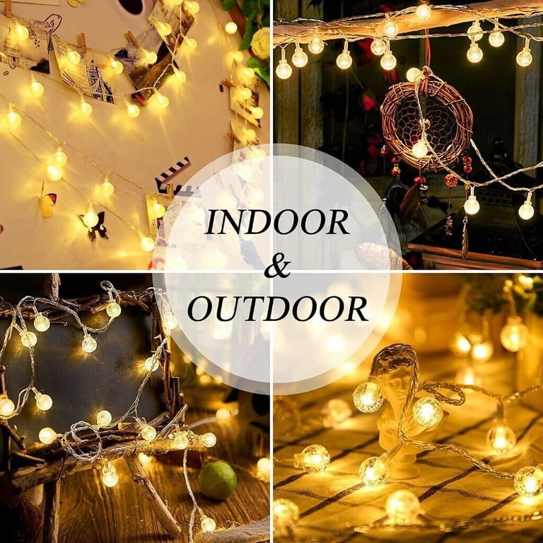 Solar/USB Powered Globe String Lights 50LED 24Ft