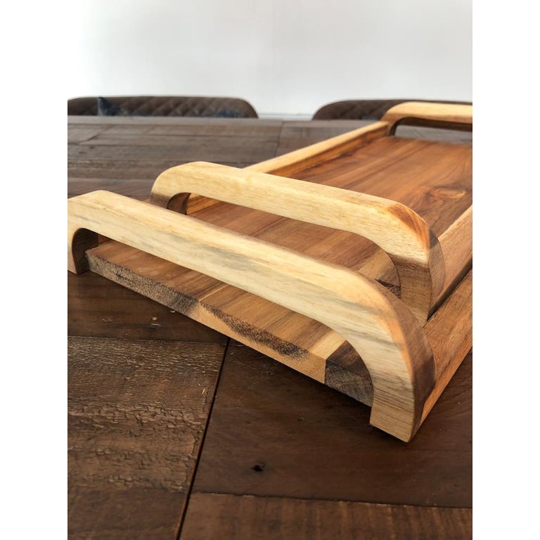 New- Set of 2 Zara home wooden trays with handles 