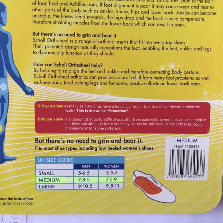 Dr. Scholl - ORTHAHEEL - Shoe Insert - BNIB - Size M - New and Unopened !