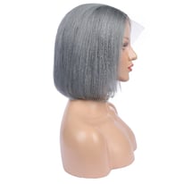 Natural Hairline Grey Hair Virgin Human Hair Bob Pixie Handmade 13x4 Lace Front Wigs with Baby Hair