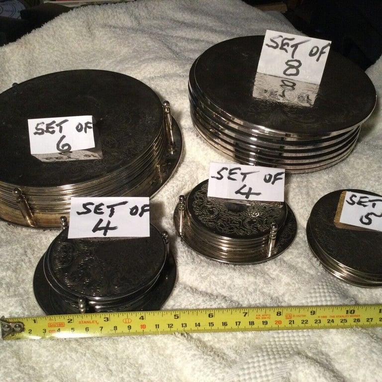 Silver Coaster Sets : Tableware - in Quantity !  27 in Total….