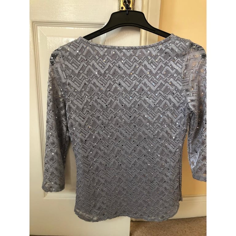 M&S Per Una size 8 top, silver sequins new without tags 