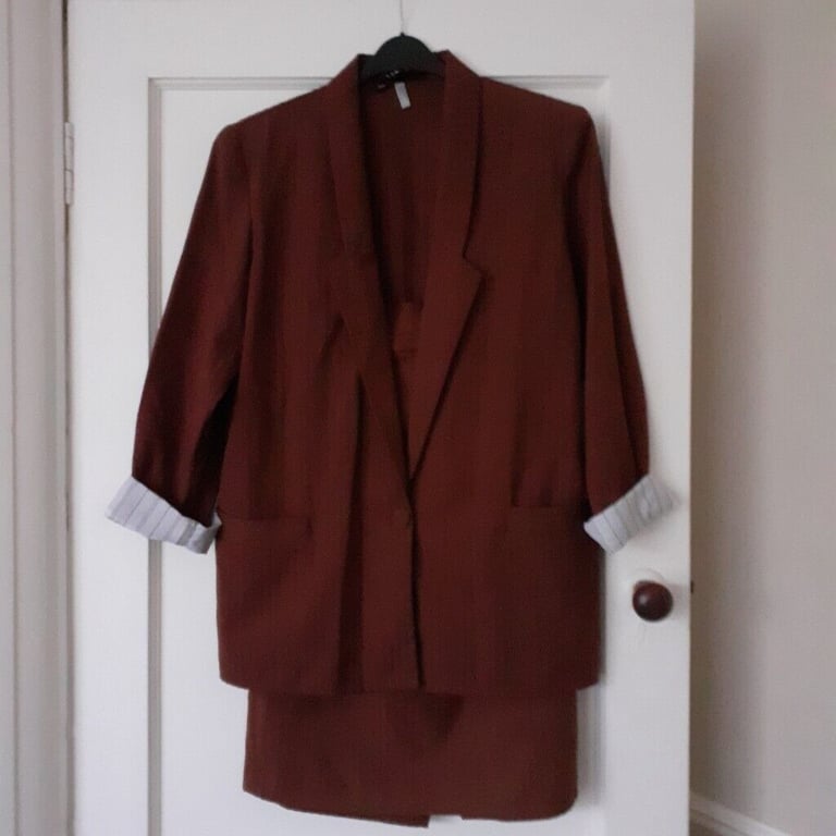 image for Size 14 Brown Suit Jacket & Skirt 