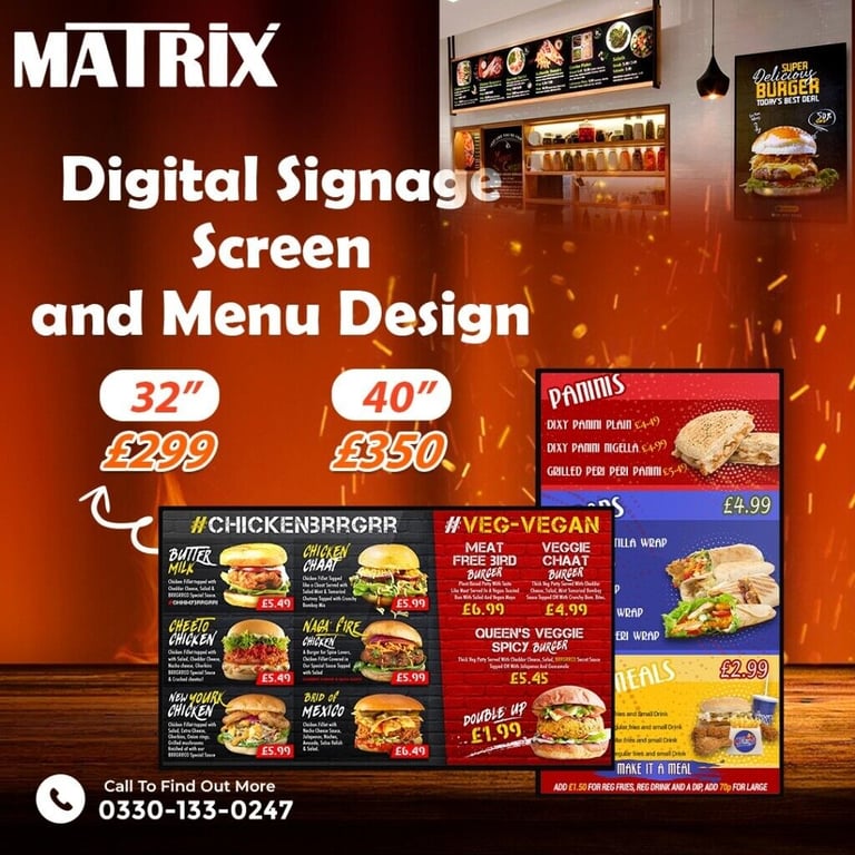 Digital SIGNAGE SCREEN/BOARDS | Restaurant Signage Menu
