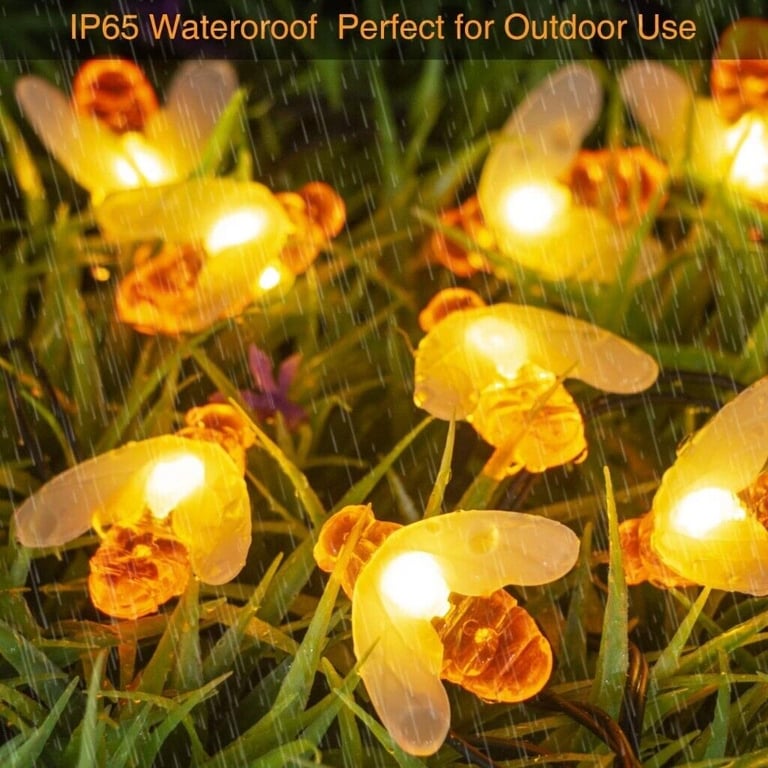 [2 Pack] Bee Solar Garden String Lights 30LED 5M/16.5Ft x2