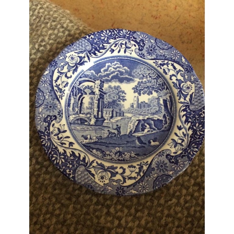 image for Vintage 4 retro Spode blue & white tea plates 