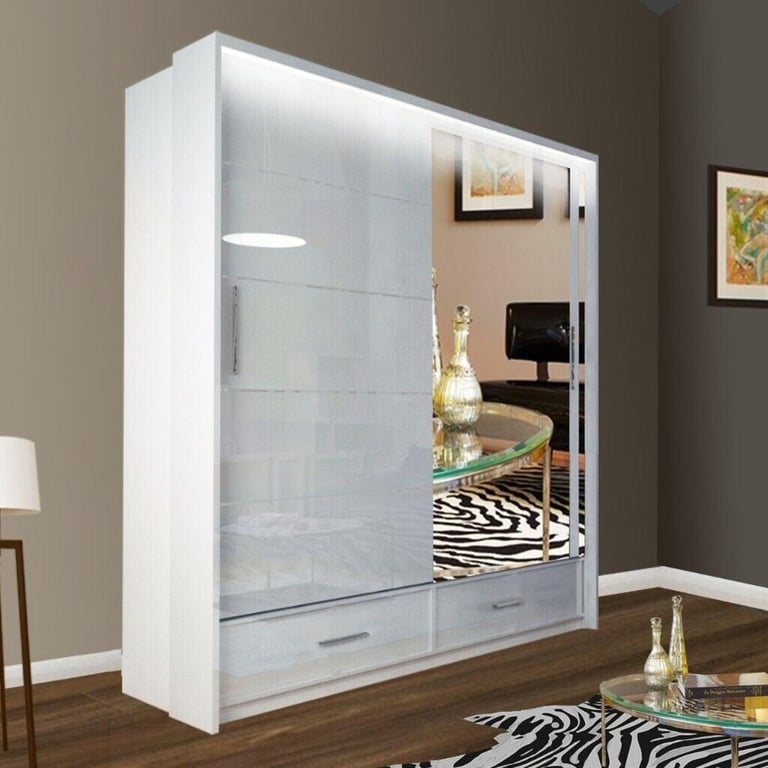 ⭐HOT SALE⭐Brand New Chicago 3/2 Doors Sliding Wardrobe High Gloss or Matte Finish with Mirrors