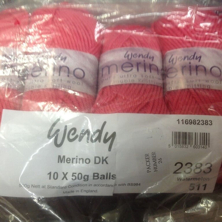 WENDY MERINO DOUBLE KNITTING KNITTING WOOL 100% MERINO WOOL ULTRA SOFT 5X50G
