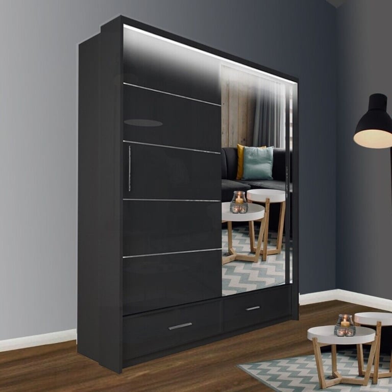 ⭐HOT SALE⭐Brand New Chicago 3/2 Doors Sliding Wardrobe High Gloss or Matte Finish with Mirrors