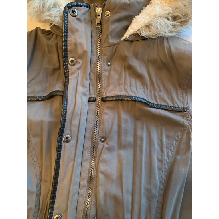 Primark Khaki Fur Hooded Coat Size 10