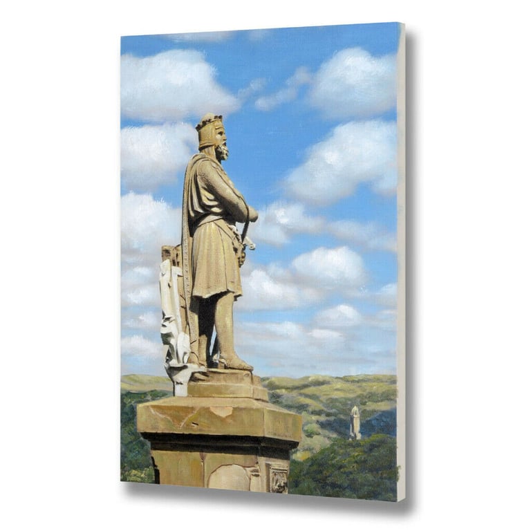 CANVAS PRINT WILLIAM WALLACE STATUE WORLD MAP COUNTRY IN WORDS BLACK AND WHITE
