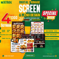 4x 32&quot; Full HD Digital Signage Screen & Menu Design