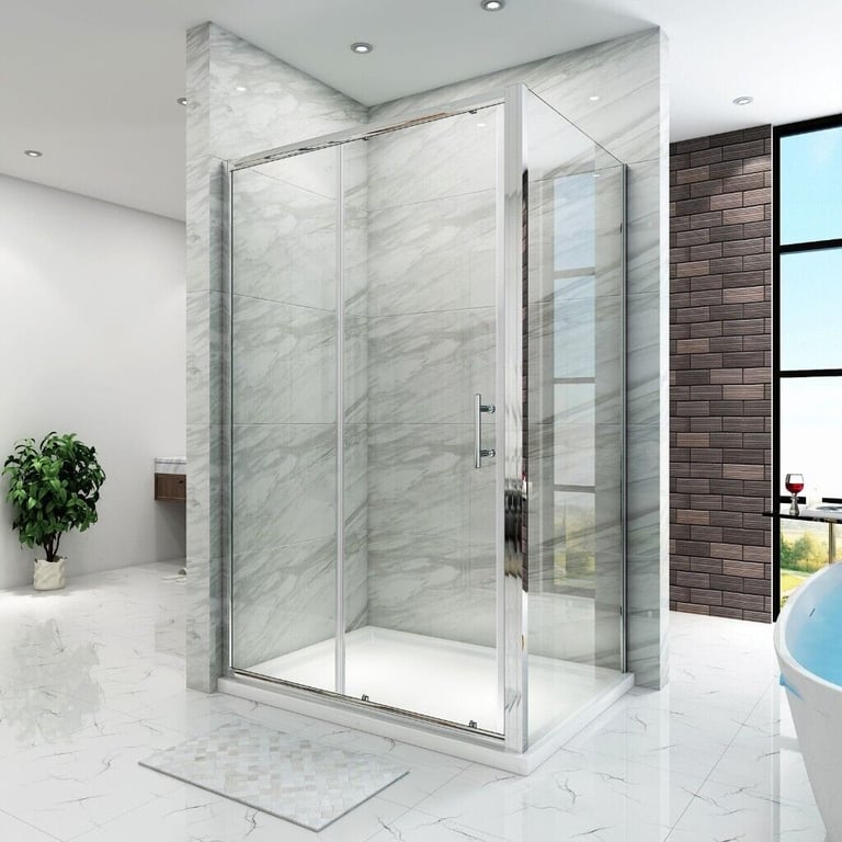 image for New Sliding Door Shower Enclosure 1500x900mm + Stone Tray RRP £610 Our Price £475
